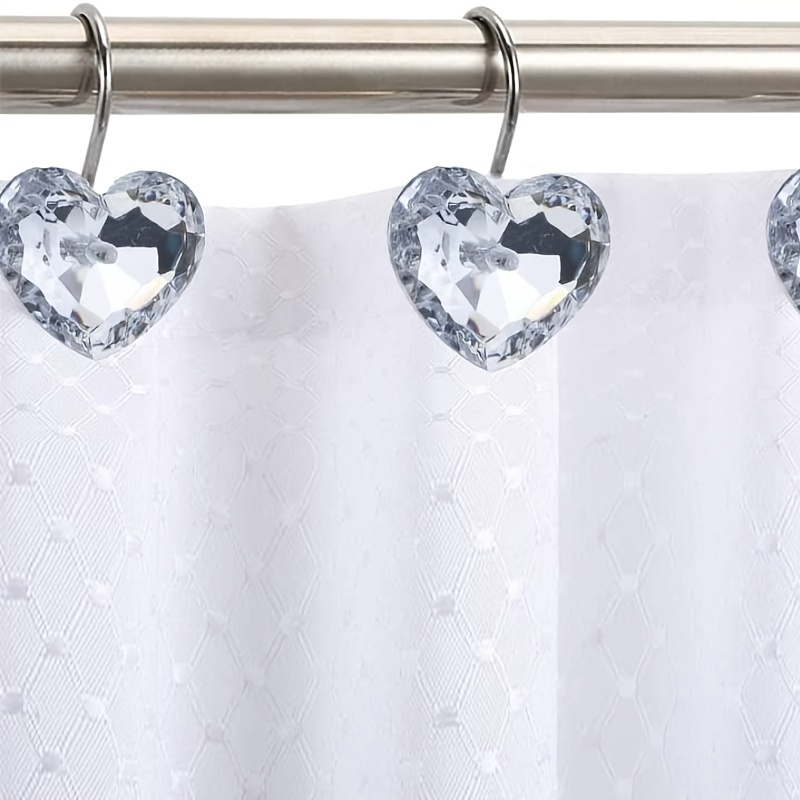 Shower Curtain Hooks Acrylic Hearts Decorated With - Temu