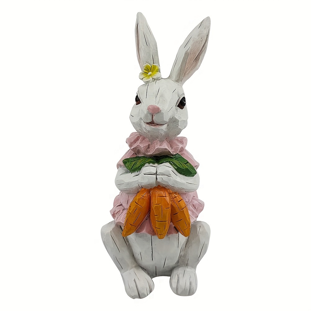 2pcs easter decoration easter bunny decor easter rabbit spring home decor bunny figurines bunny statue home decoration living room study tv cabinet and office desktop decoration