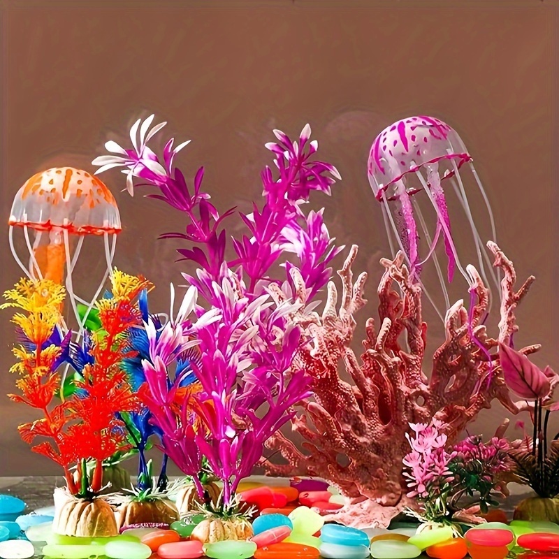 14pcs Hydroponic Aquatic Plastic Aquarium Plants 1 Pack Of