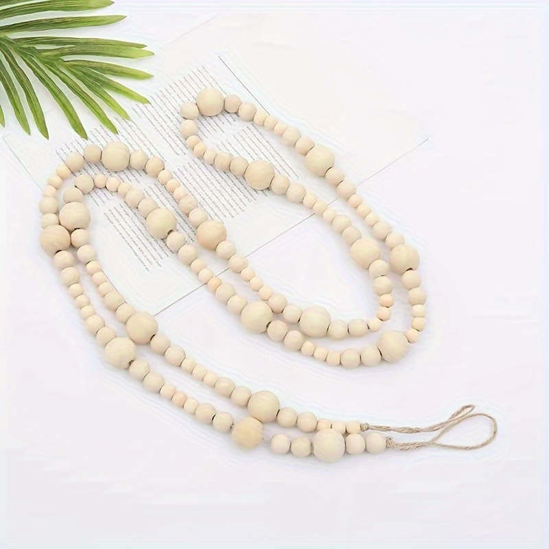 Wood Beads Tassel String Handmade Hemp Rope Wall Hanging Diy - Temu