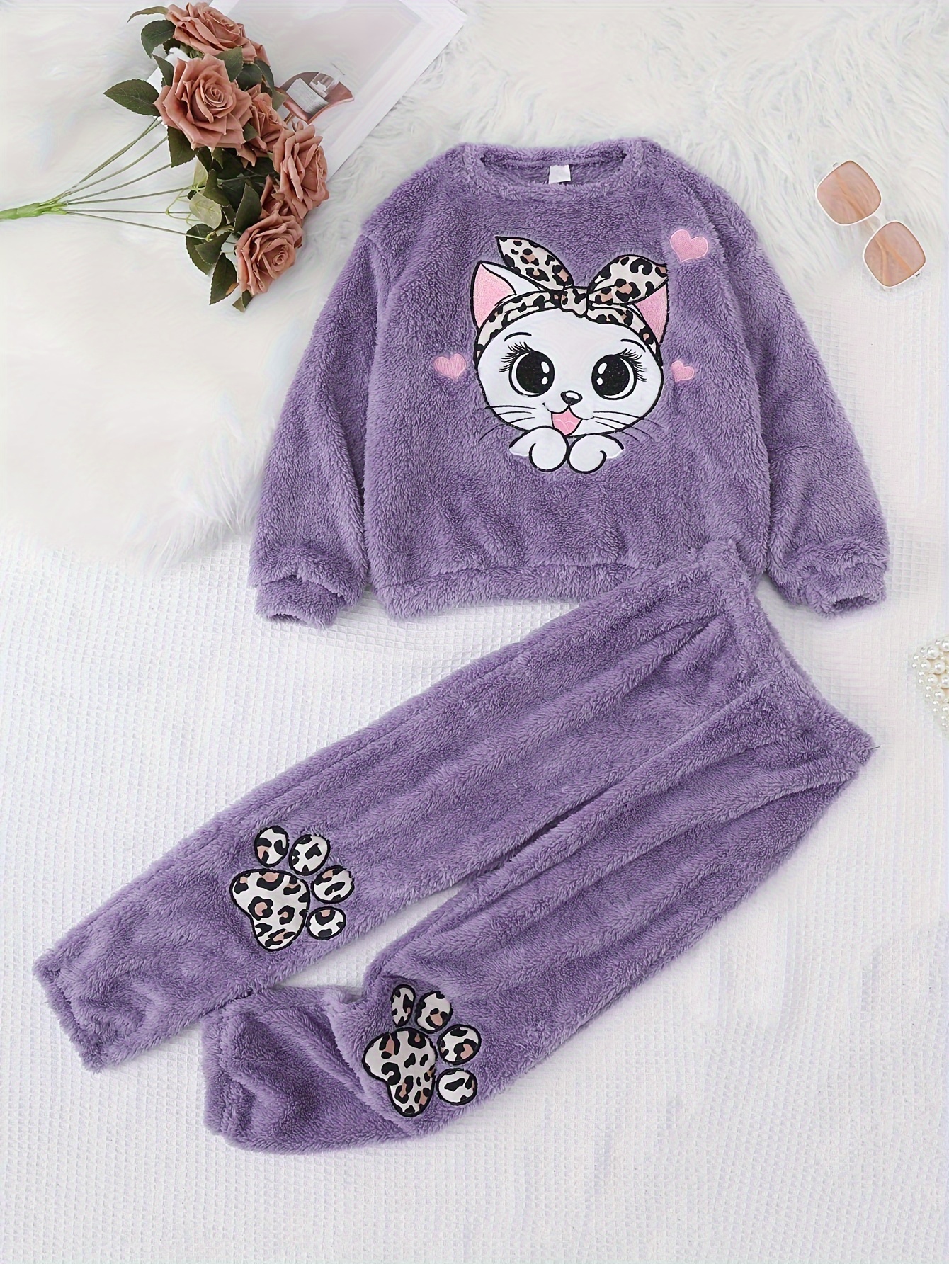 Women's Pajamas Set Soft Warm Plush Sweatsuit Sets Winter - Temu