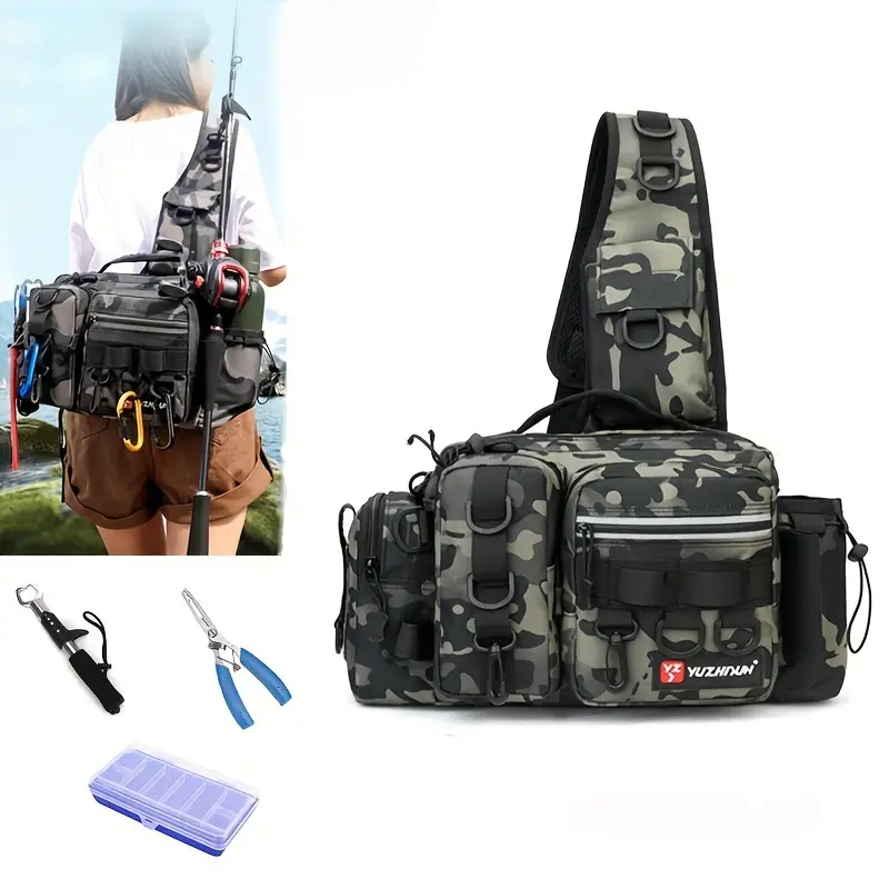 1pc Waterproof Zipper Fishing Bag, Multifunctional Large Capacity Backpack  For Fishing Rod Storage, Outdoor Camping Fishing Accessories, High-quality  & Affordable