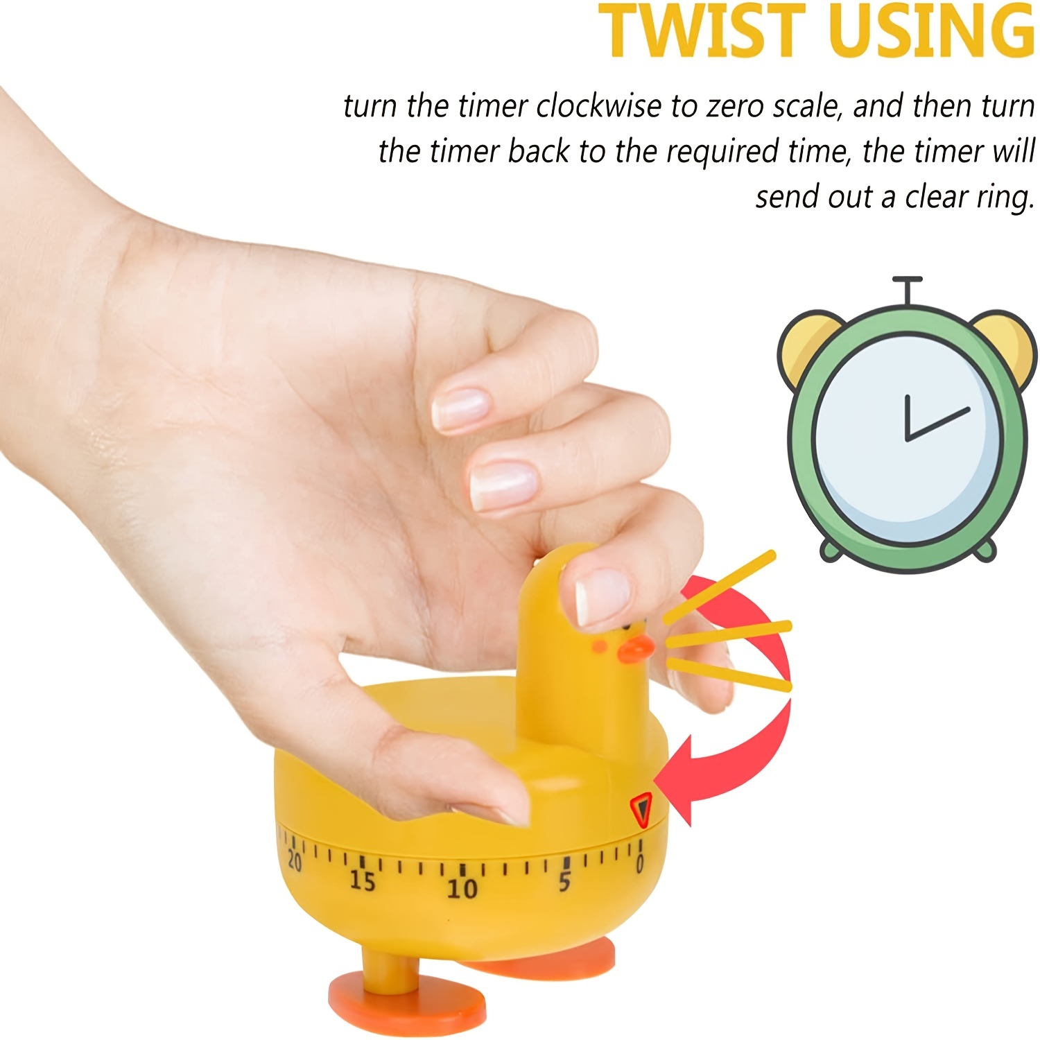 Cooking Timer Cute Duck Kitchen Timer 60 Minute Wind Up Mechanical Rotating  Alarm For Kitchen Cooking Baking