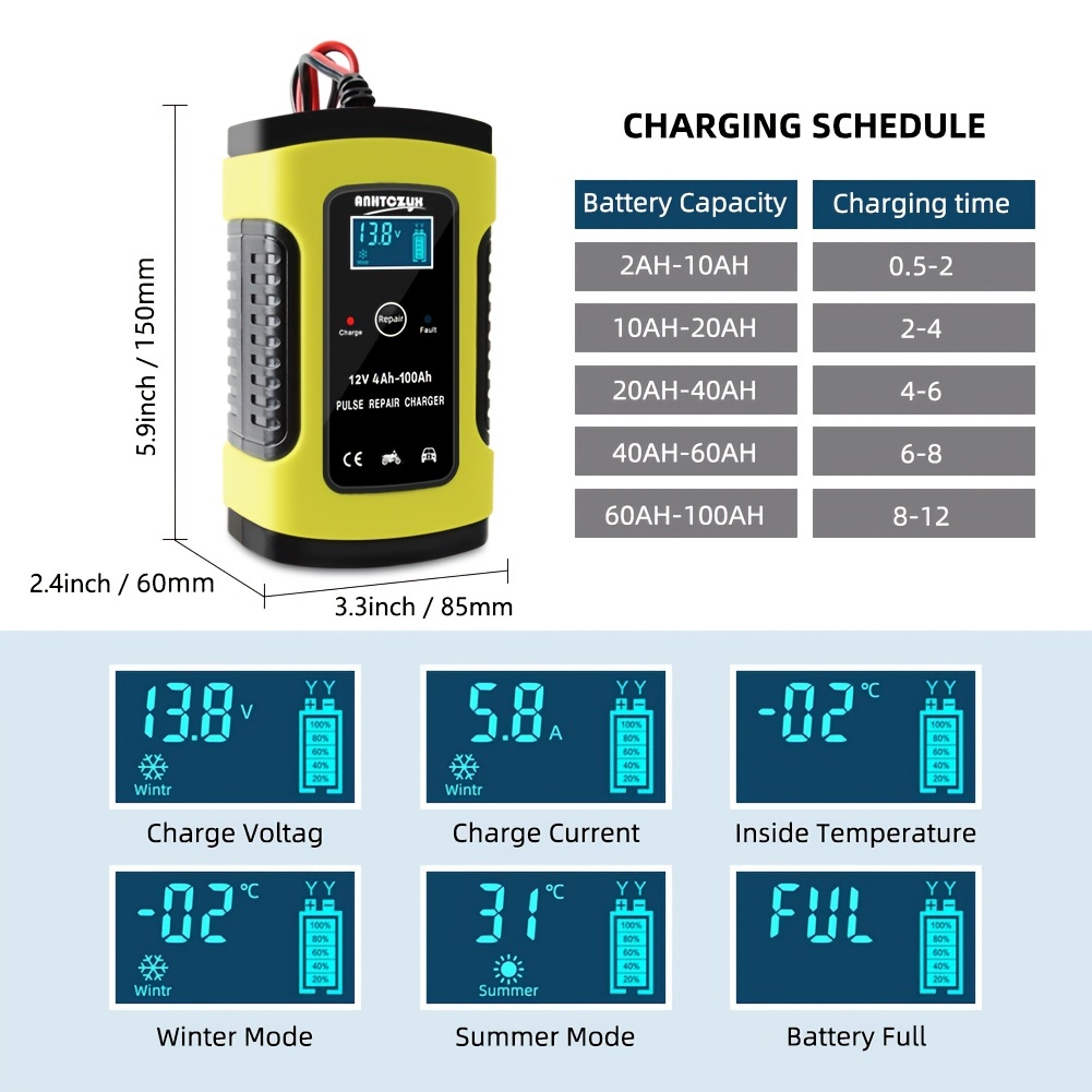 Chargeur intelligent pour batteries au plomb-acide scellée et lithium - 6  V/12 V - 4 A