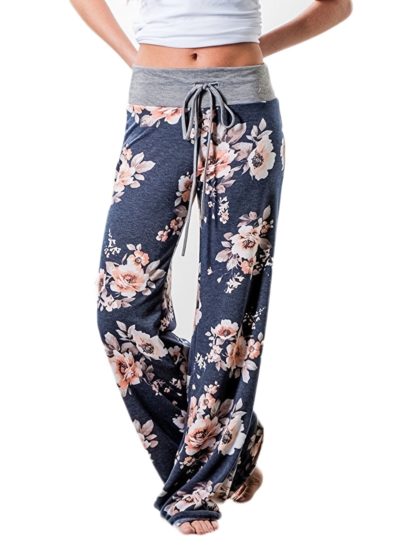 Womens Loose Yoga Pants Floral Print Wide Leg Trousers Long Stretch Pants  Loose Palazzo Trousers SweatpantsHarlan Pants