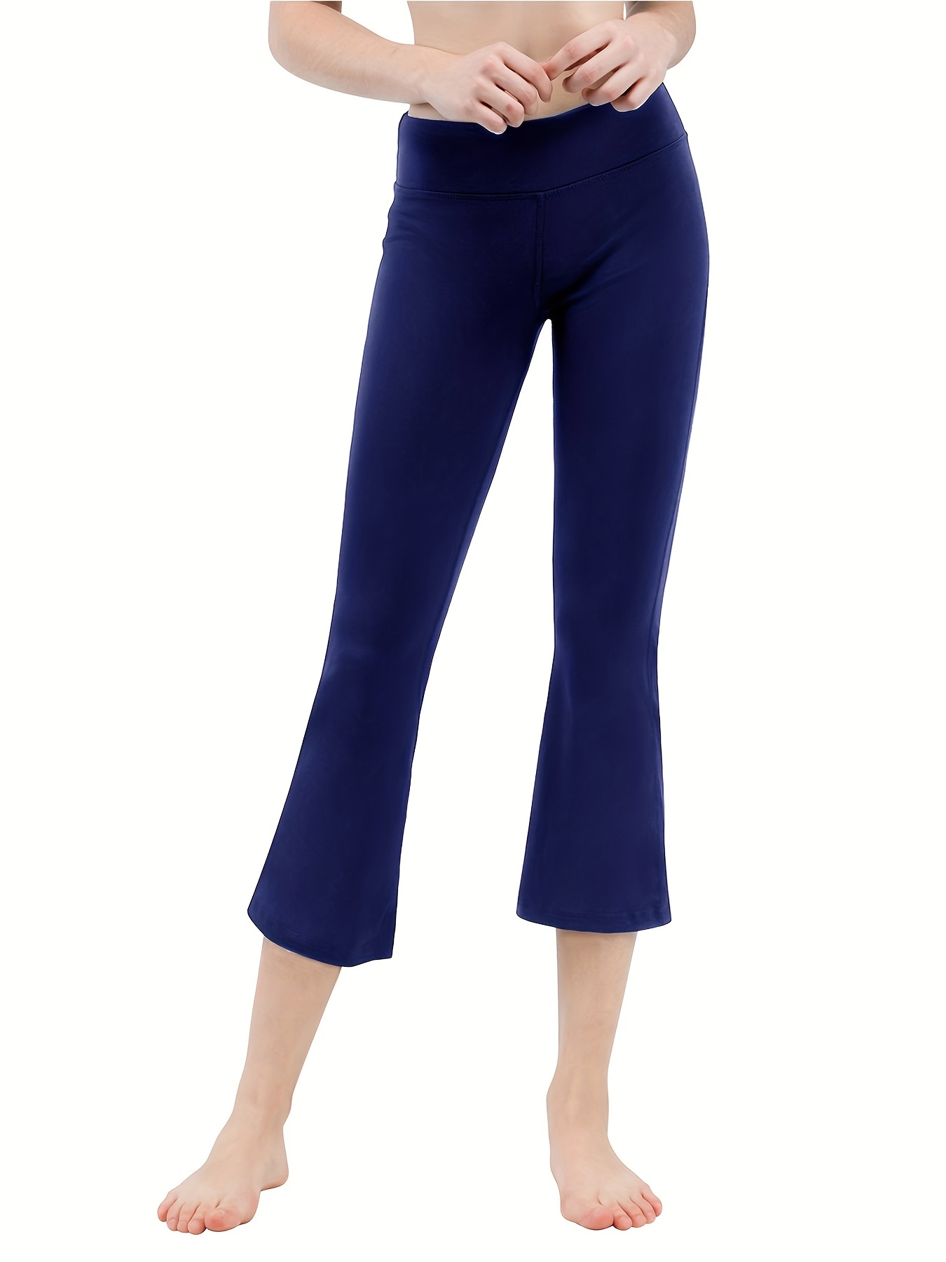 Pantalones Acampanados Lisos Mujer Pantalones Cintura Alta - Temu