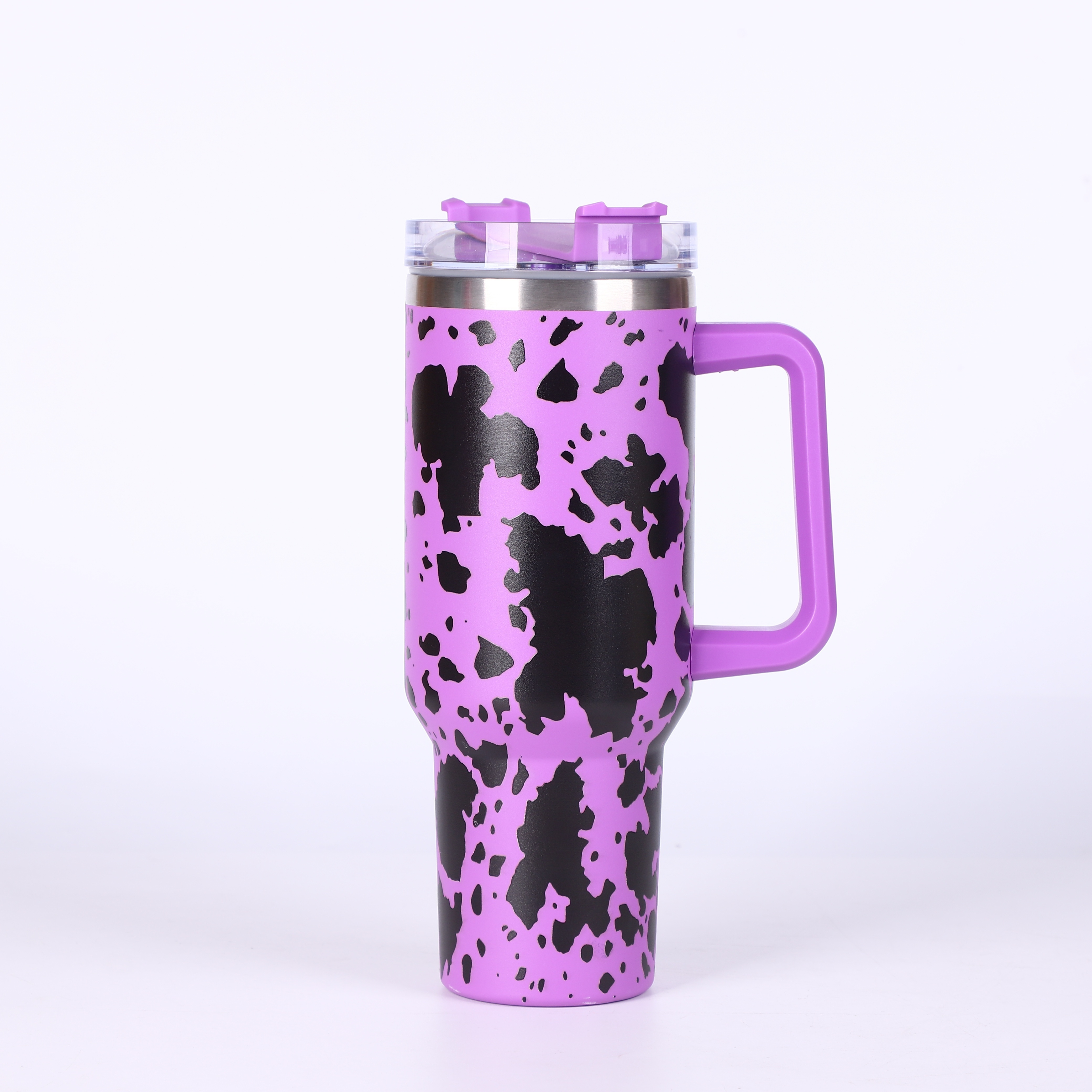 Cow Print Tumbler With Lid And Straw Stainless Steel Thermal - Temu