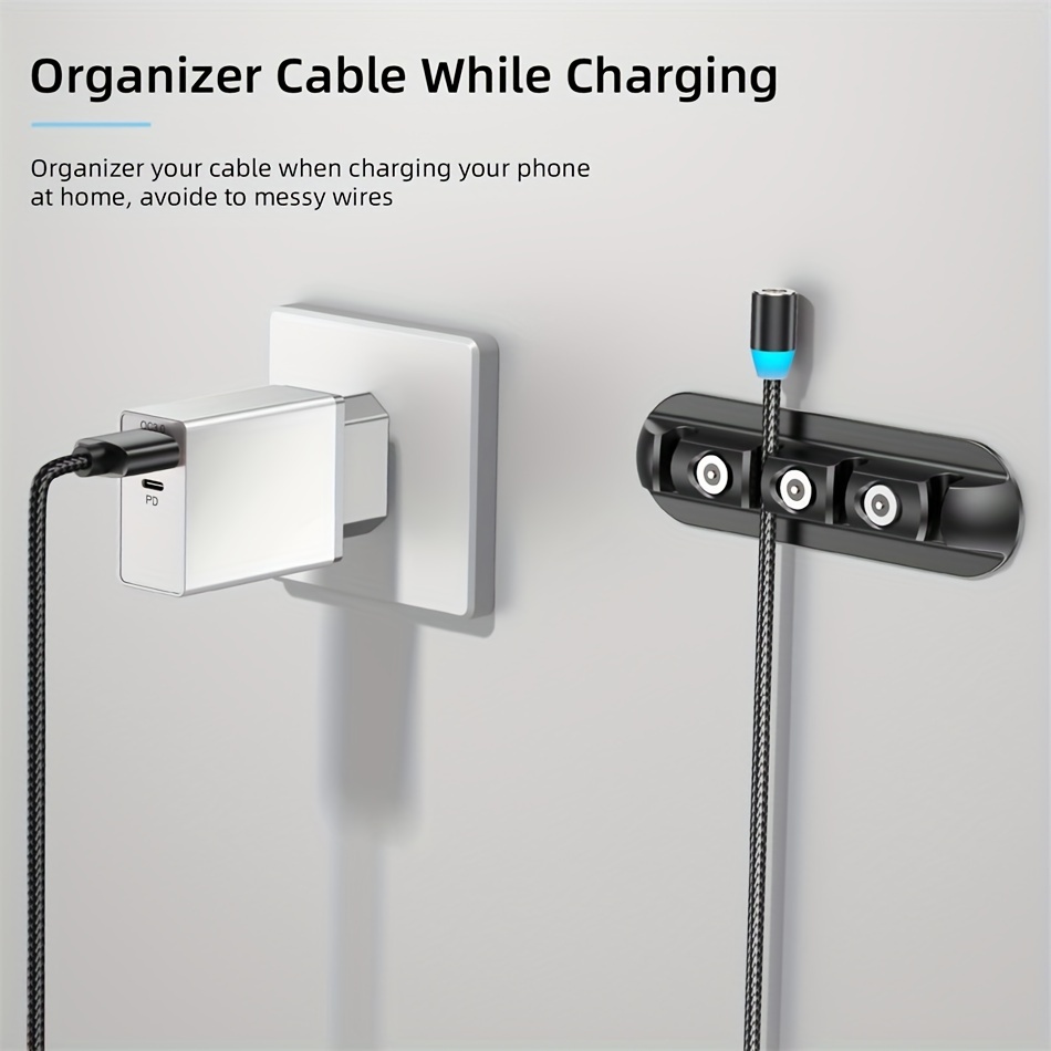 3PCS 4 Holes Magnetic Suction Head Cable Organizer Holder