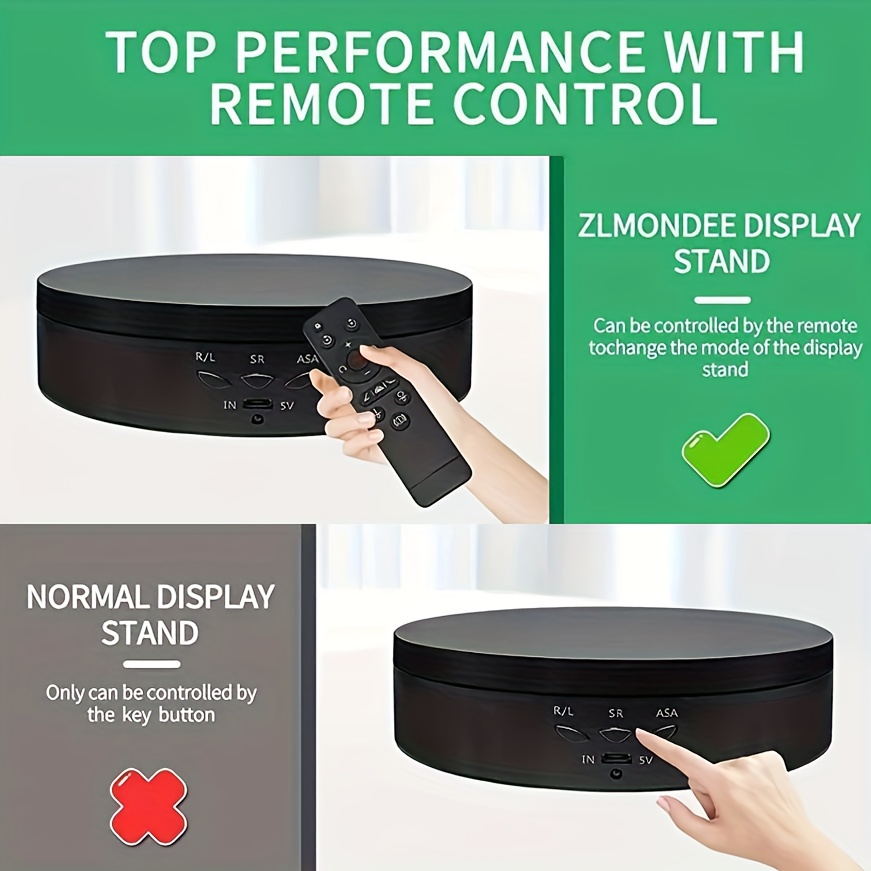 2 in 1 Motorized Rotating Display Stand with Mirror Sticker,Motorized Lazy  Susan Turntable Spinning Display 5.74 with 8.7 Inch Replacement Cover for  Photography Show Platform