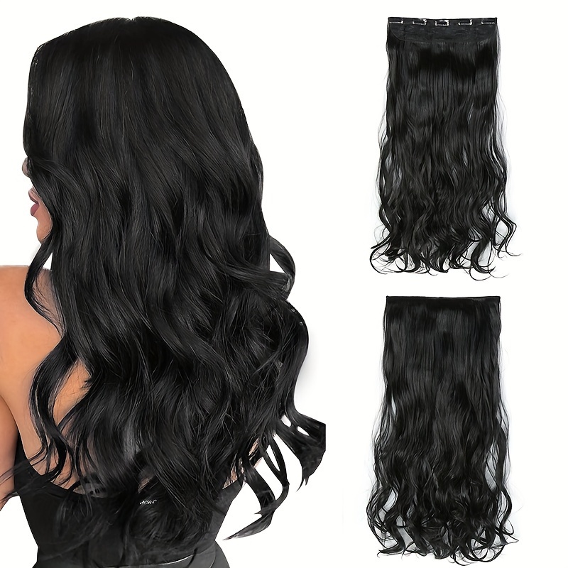  Clip In Hair Extensions 24 Curly Hair Extensions Water Wave  Clip In Hair Extensions Clips Long Hairpieces Synthetic Invisible Hair  Extensions (1B#) : Beauty & Personal Care