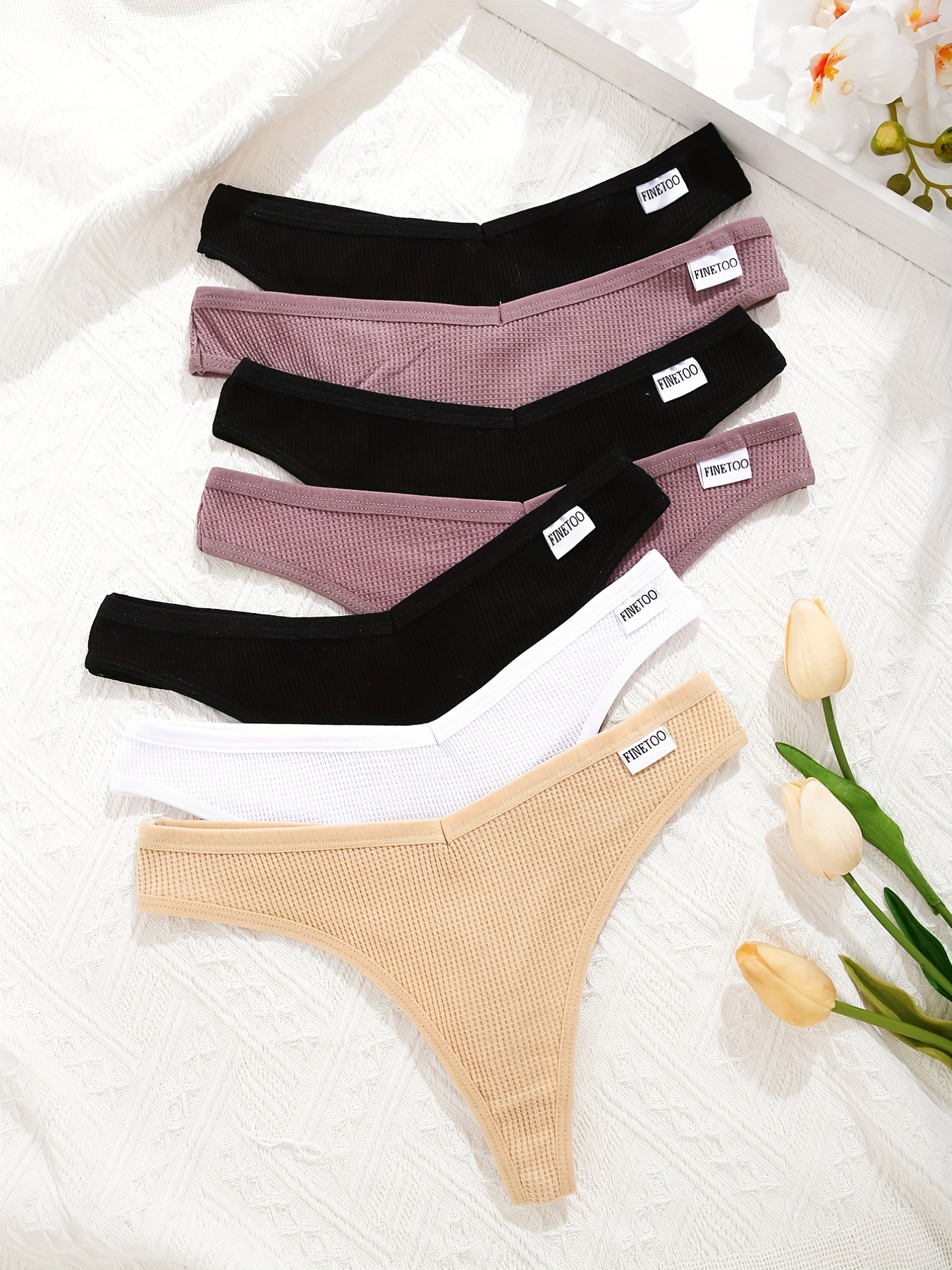 Thongs Women Cotton Underwear V String Breathable Stretch - Temu