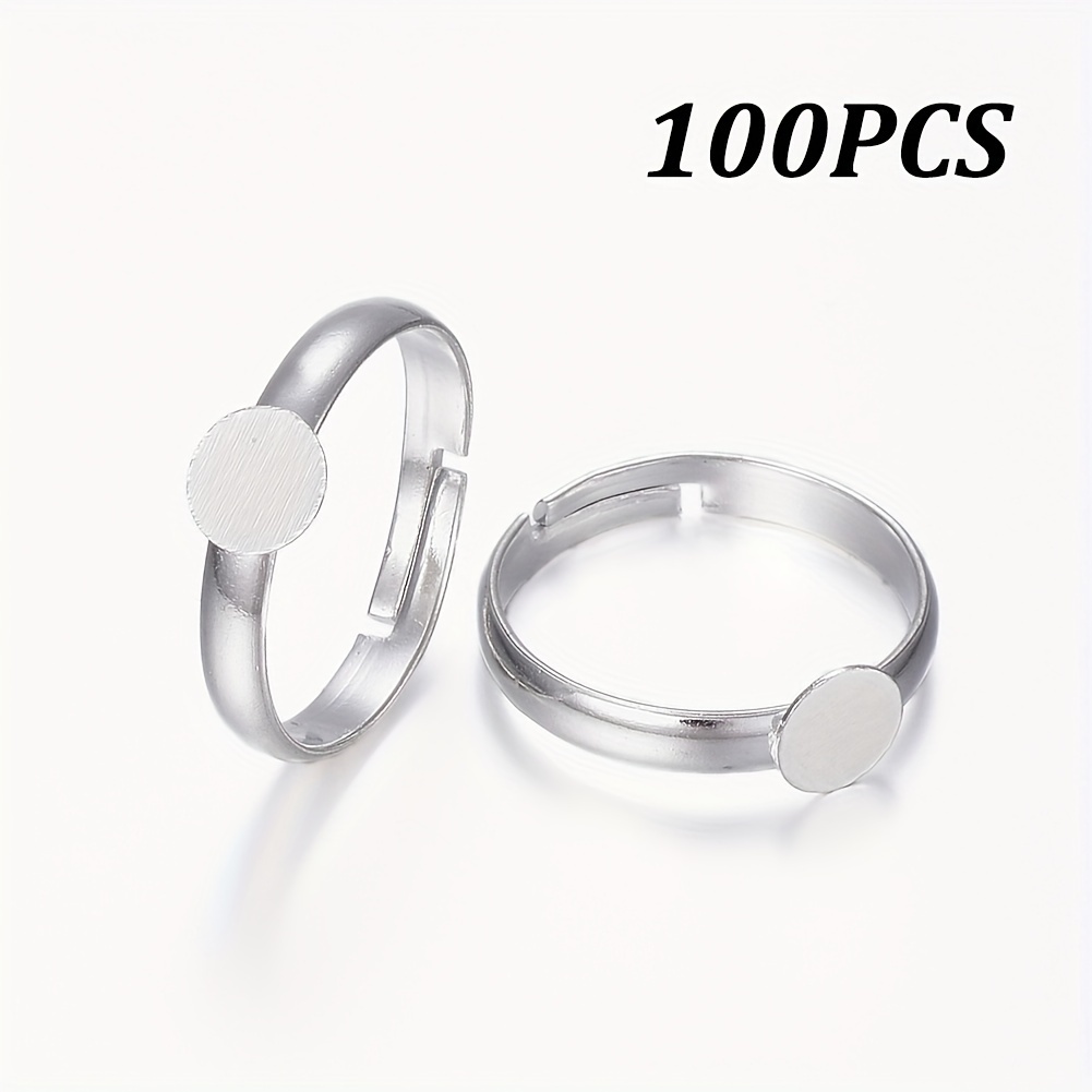 Diy Adjustable Stainless Steel Ring Base Clear Glass - Temu