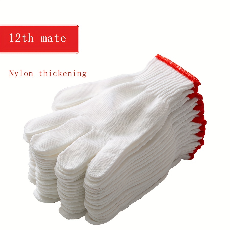 Labor Protection Gloves, Wear-resistant Work Winter Thicker Thin Section Of  White Cotton Yarn, Cotton Thread Nylon Men Workers, Work On The Ground -  Temu
