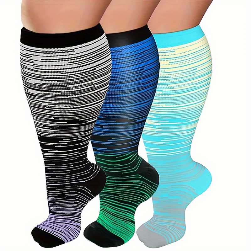 Plus Size Compression Socks Circulation 15 20 Mmhg Women Men - Temu
