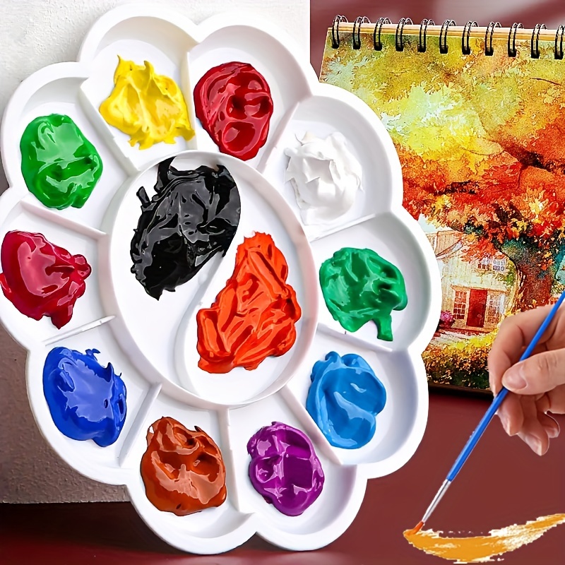 

Plum Flower Shaped Paint Palette Paint Brush Set Diy Art Watercolor Gouache Oil Painting Acrylic Paint Painting Special Coloring Painting Tools Set