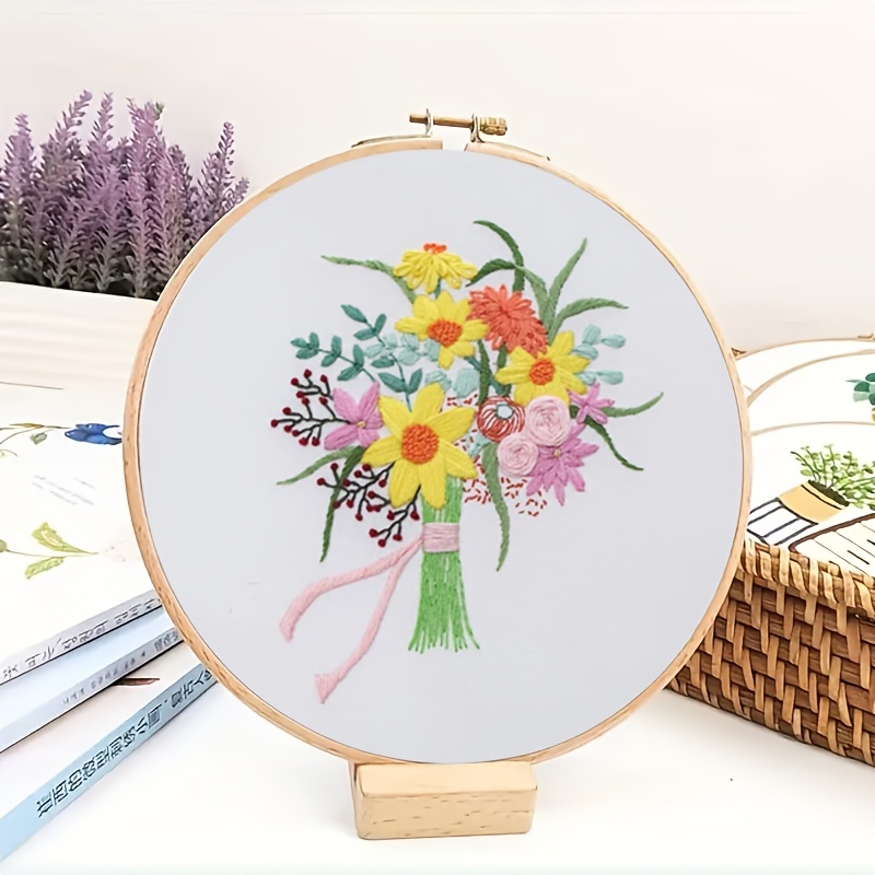 Simple Diy Floral Embroidery Kit Handmade Embroidery - Temu