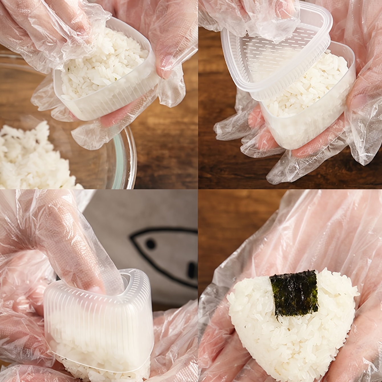Onigiri - Paquete de 2 moldes para hacer sushi triangulares, para hacer  sushi (grande y pequeño), kit de fabricación de arroz antiadherente con 1