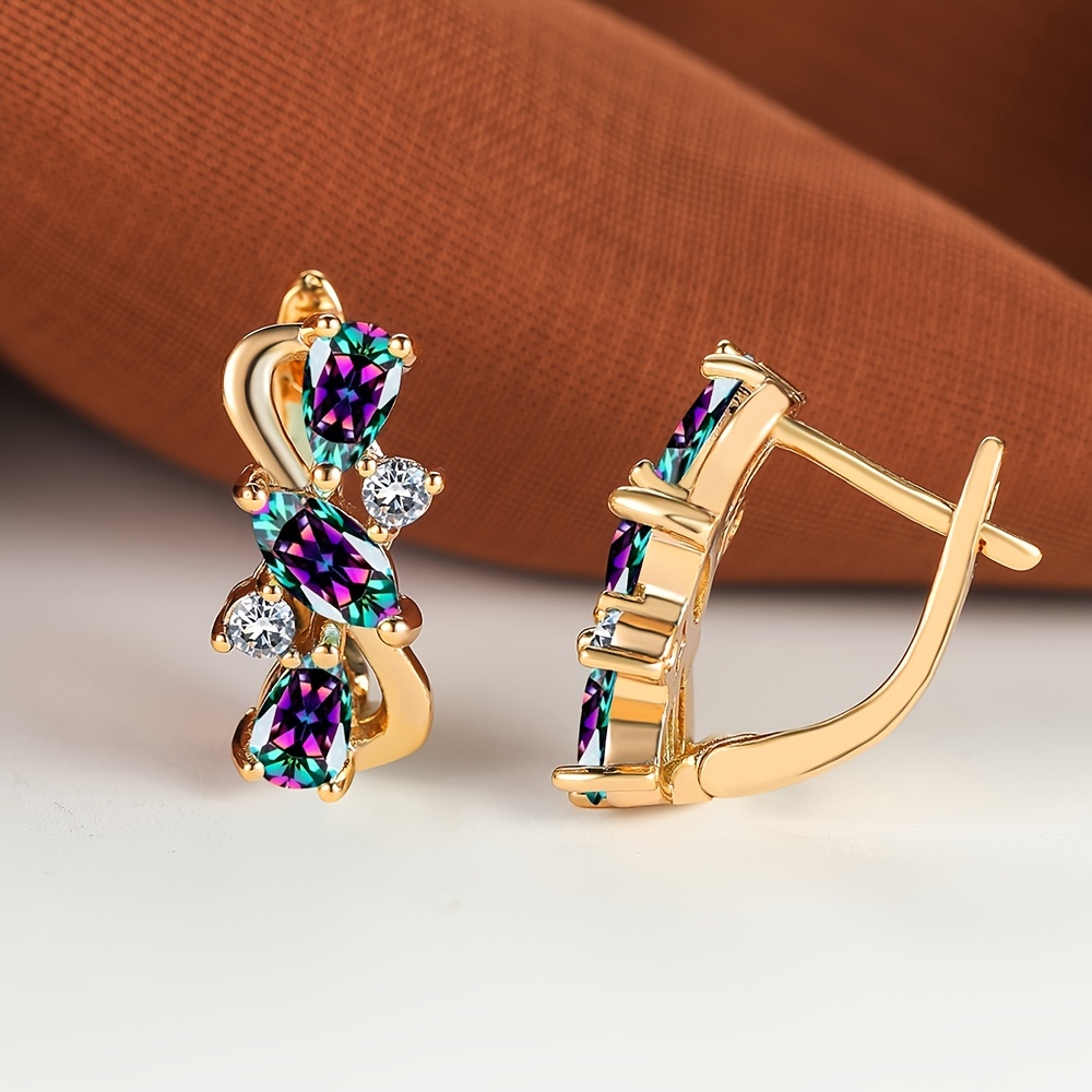 Luxurious Teardrop Marquise Cut Synthetic Zirconia Dangle Earrings