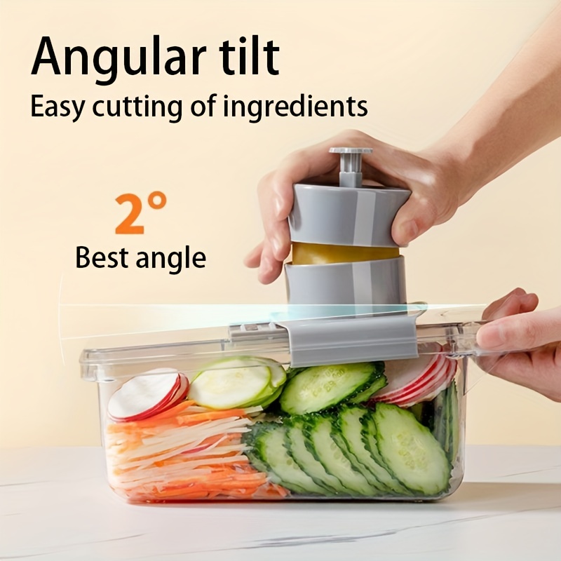 Vegetable Chopper, Multifunctional Fruit Slicer, Handle Food Grater, Vegetable  Slicer, Cutter With Container, Onion Mincer Chopper With Multiple  Interchangeable Blades, Household Potato Shredder, Kitchen Gadgets,  Chrismas Halloween Gifts - Temu