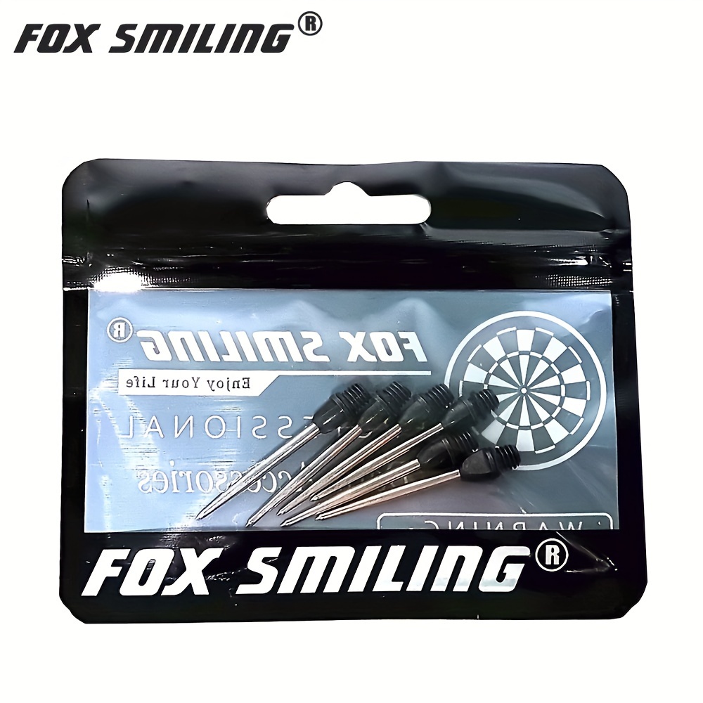 FOX SMILING 6pcs Premium Iron Dart Tips, 2BA Screw-On Replacement Points for Steel Darts - Lightweight & Durable