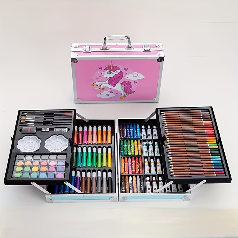 145PCS Kids Complete Art Set Box Case Paints Drawing Colour Pencils Pastels  Artist Kit