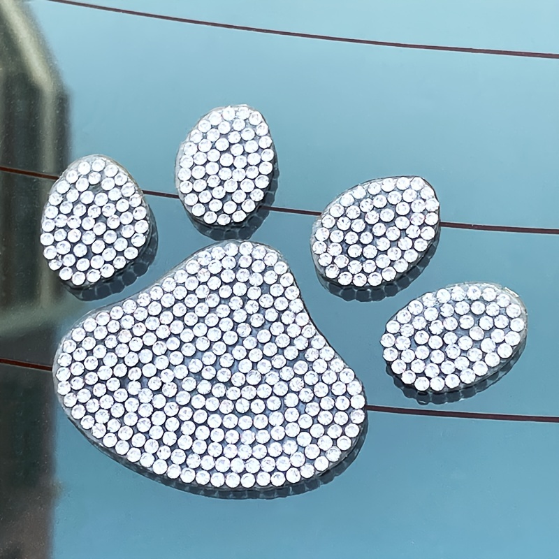 Paw Print Sticker Crystal Car Decors Bling Rhinestone Dog Paw Decal  Decorations