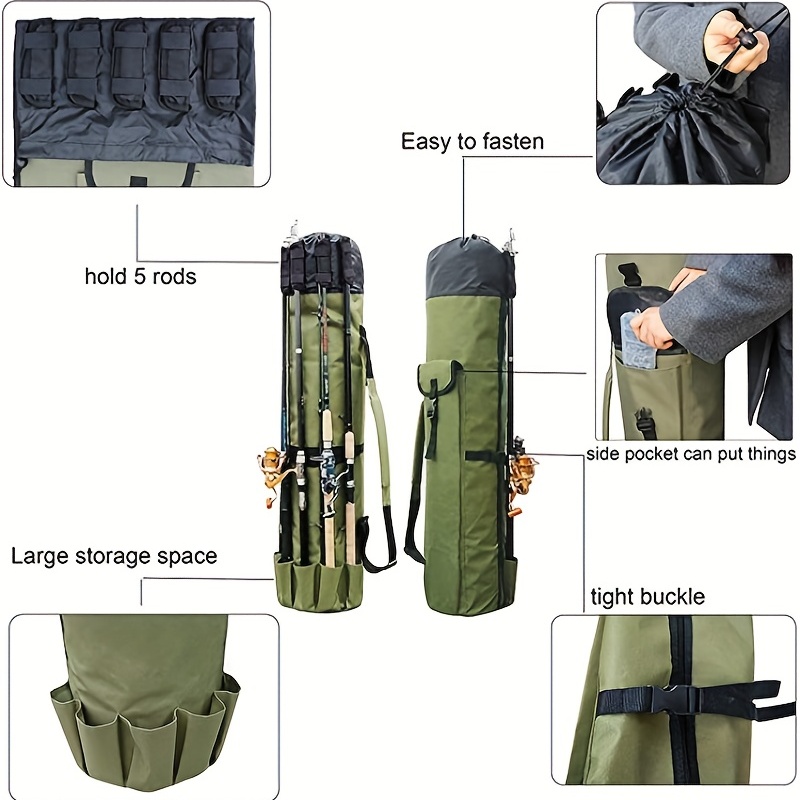 Kadimendium Cylindrical Fishing Bag Large Capacity Comfortable Rod Lure Backpack  For Fishing Gear(black) : : Sports & Outdoors