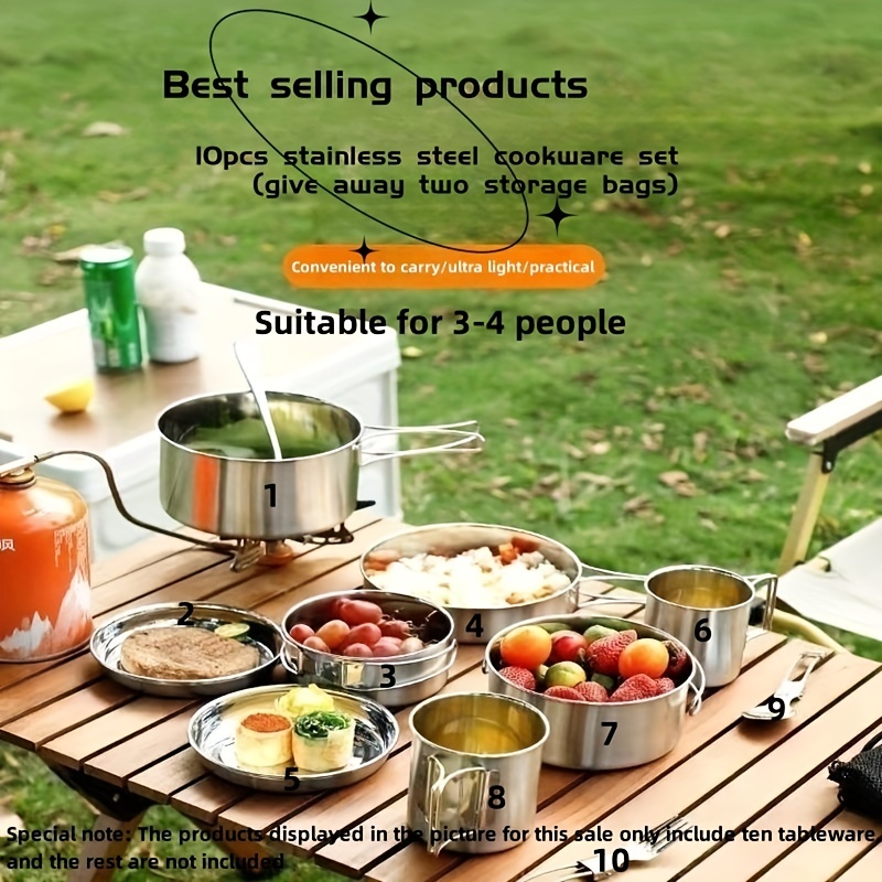 Naturehike 3-in-1 Stainless Steel Cookware Set Camping Nesting Storage  Tableware Pots & Cooking Sets Outdoor Picnic Cookware