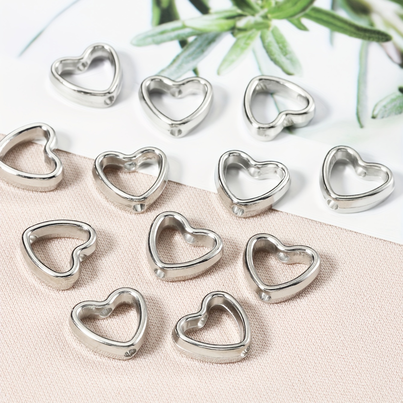 300 Pieces Heart Beads Heart Spacer Beads Small Hole Metal Loose Beads  Heart Shaped DIY Beads for Making Bracelet Necklace Earring Accessories