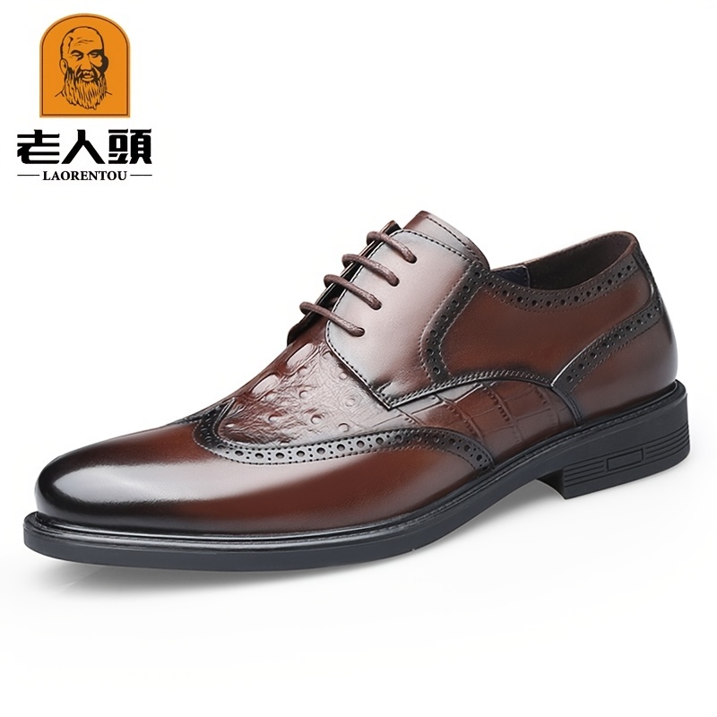 LAORENTOU zapatos de vestir formales con cordones estilo Oxford Oxford con punta en punta y punta de ala para hombre para fiesta de boda