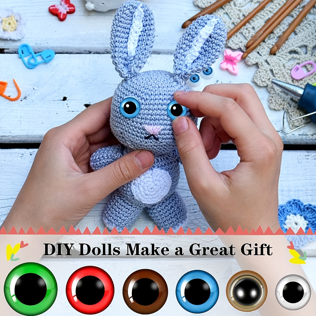 100Pcs Plastic Safety Eyes For Teddy Bear Doll Toy Animal Craft DIY Kit  5-20mm