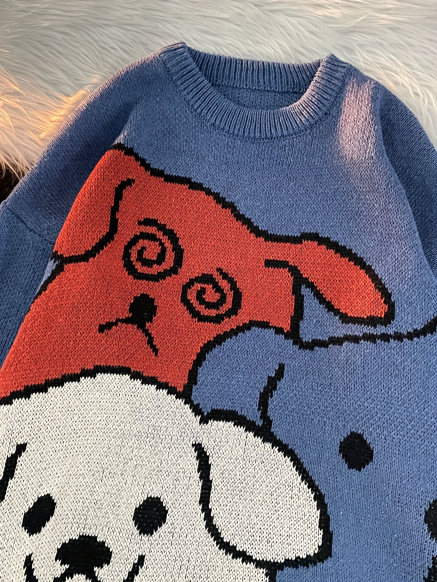 Cartoon Dog Casual Crew Neck Sports Sweater, Longs Sleeve Casual Pullover Sweater, Women s Tops details 10