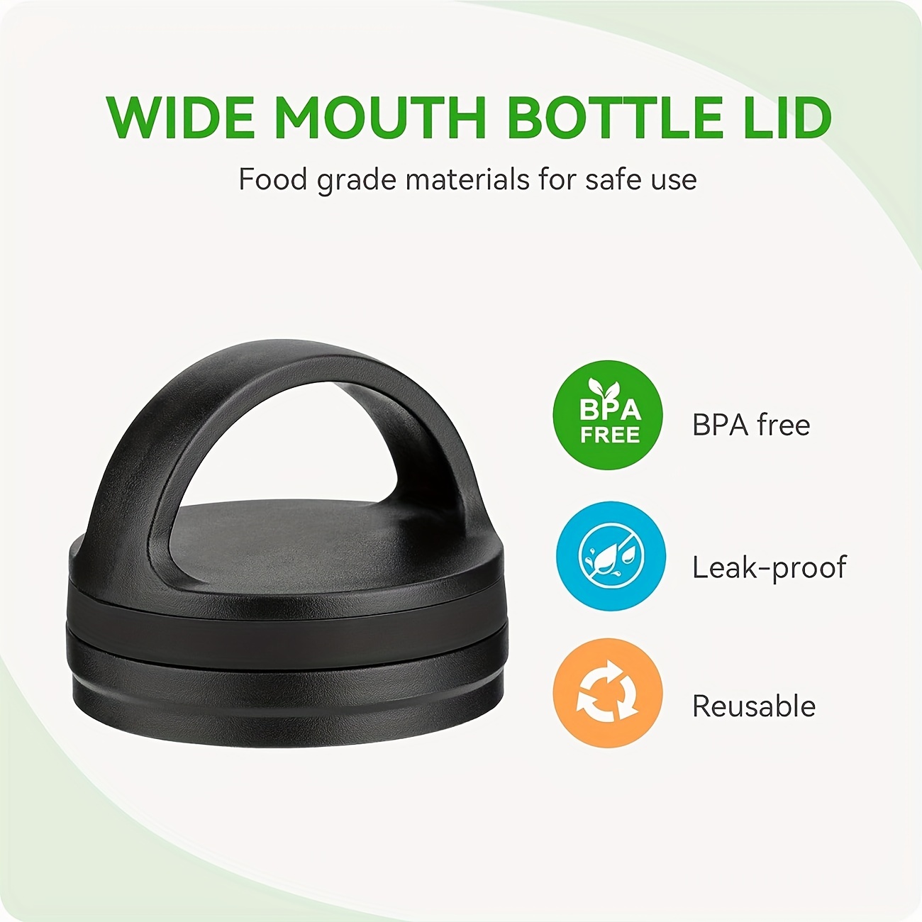 Reusable Replacement Lids With Handle For Wide Mouth Sport Water