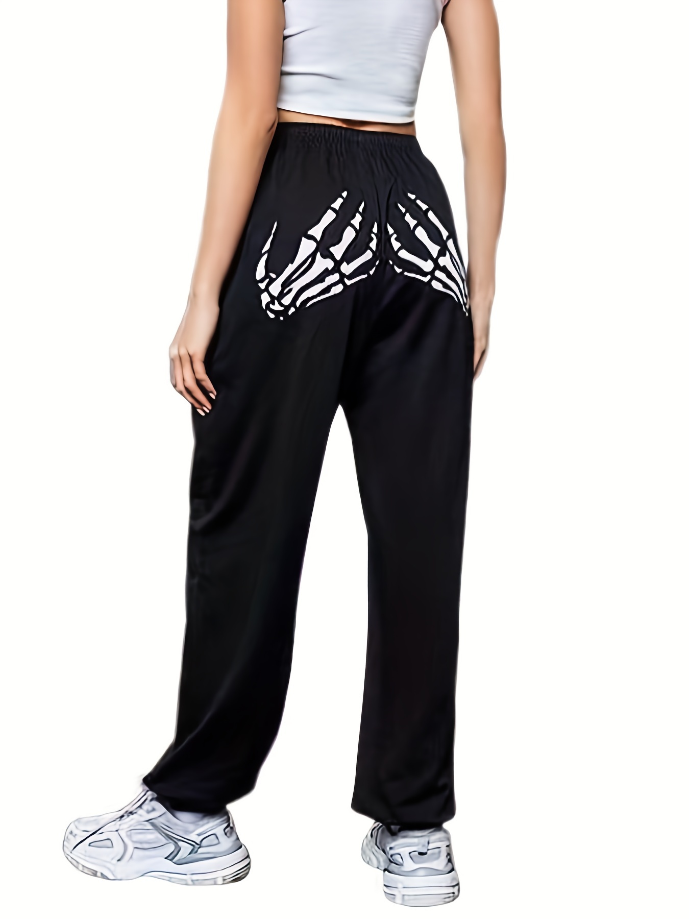 Thaisu Women's Halloween Lounge Pants Pajama Pants Sleepwear Skull Print  Elastic Waist Long Pants
