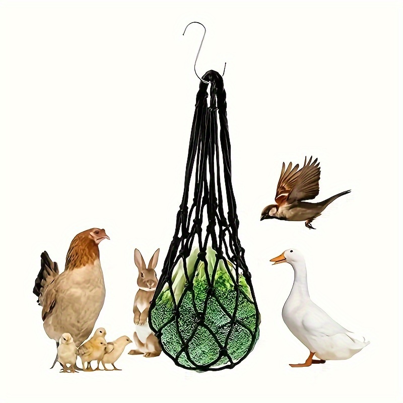 1pc Chicken Vegetable Hanging Feeder, Poultry Fruit And Vegetable String  Bag, Hanging Chicken Cabbage Feeder, Treat Feeding Tool With Hook For Hens  Go