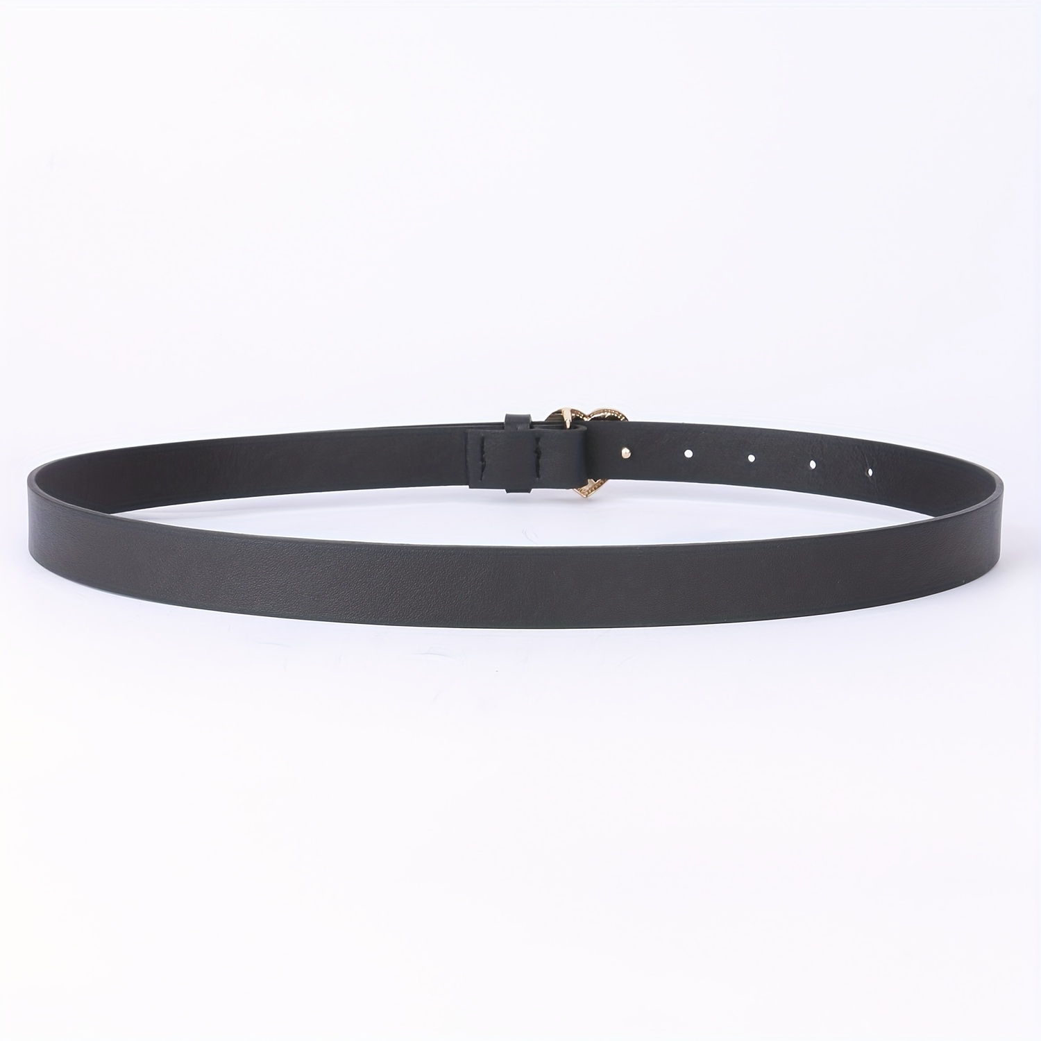 Heart-Shaped Golden Buckle Belt PU Leather Casual Jeans Belts