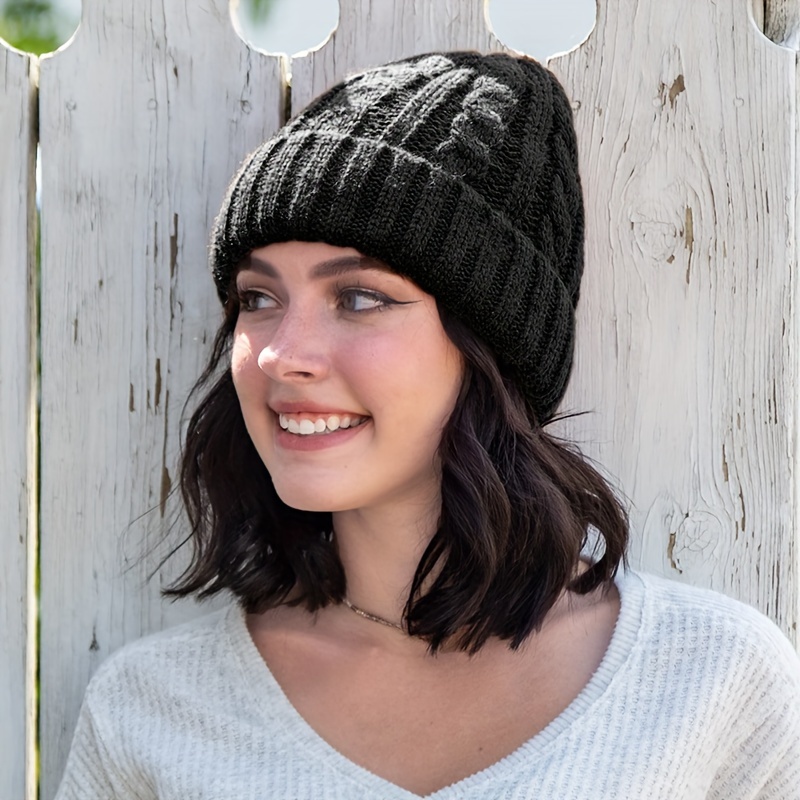 Rib-knit hat - Black - Ladies