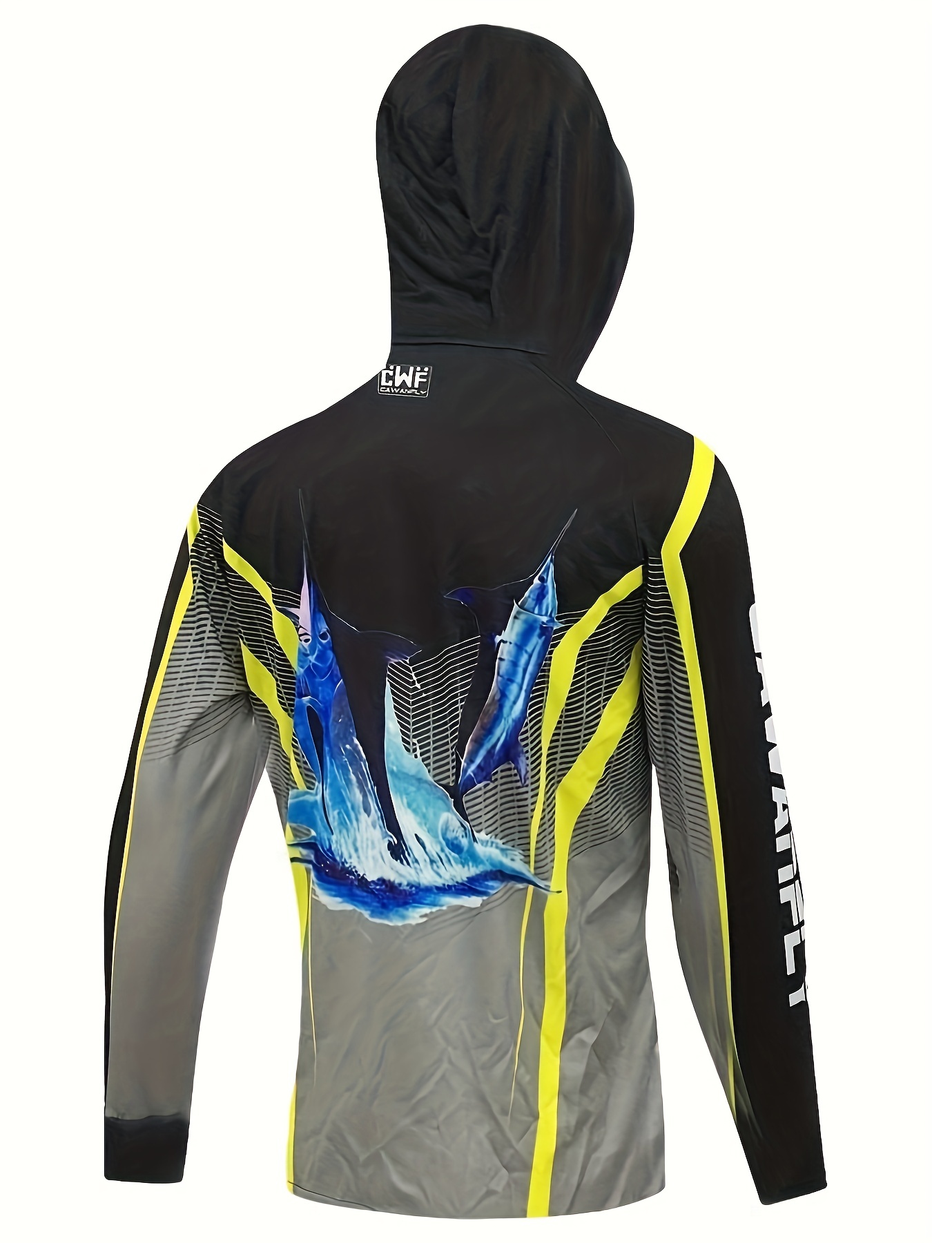 Plus Size Men's Fish & Stripes Print Hoodies Outdoor Sports Hooded