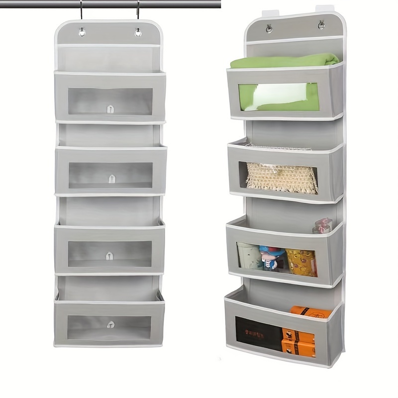 1pc Door Hanging Organizer, Hanging Storage Bag With 2 Widened Metal Hooks  For Storing Cosmetics, Stationery, Sundries, Etc