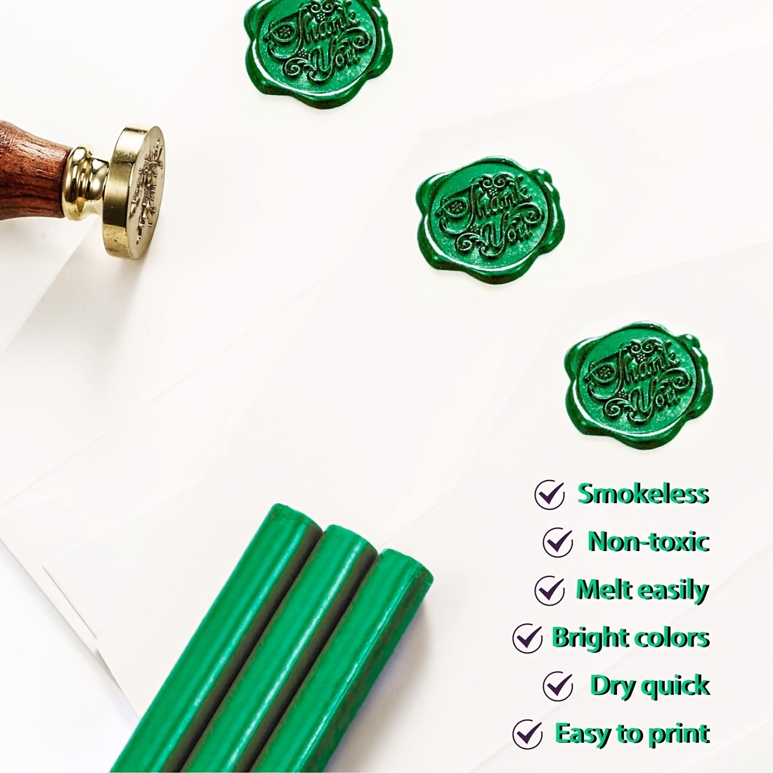 10pcs Sealing Wax Sticks Multicolor Small Round Stamp Tools For Diy  Invitations Cards Envelopespine Green
