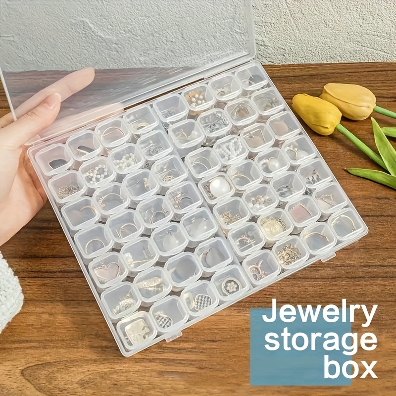 Portable Transparent Jewelry Storage Box Colored Beads - Temu