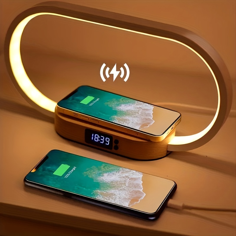 Multifunction Wireless Charger Pad Stand Clock Led Desk Lamp - Temu United  Arab Emirates