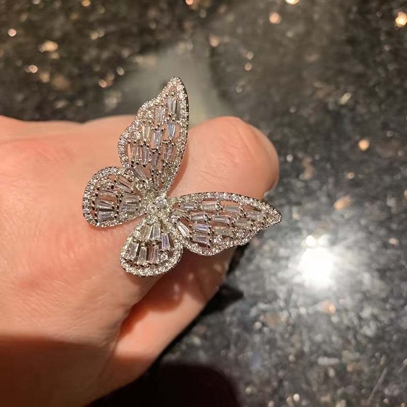 

1pc New Release Fashion Temperament Big Butterfly Opening Adjustable Ring For Girls