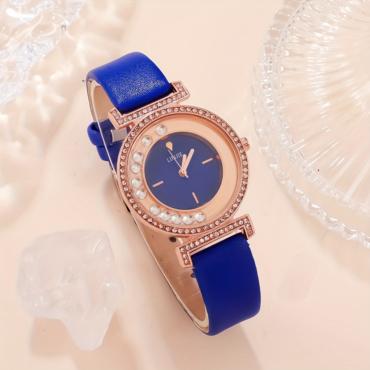 Women s Watch Quicksand Rhinestone Quartz Watch Blue Fashion