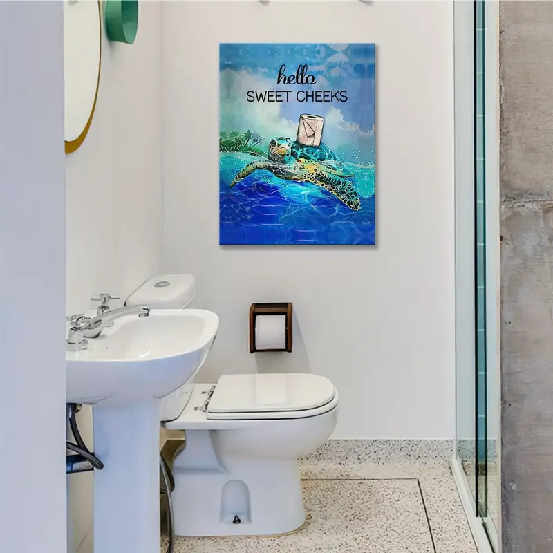 Funny Sea Turtle Bathroom Wall Art Nautical Bathroom Decor - Temu Canada