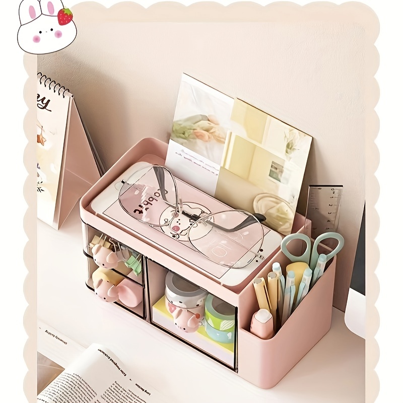 1pc Storage Box Cute Desktop Drawer Organizer Box Student Desk Jewelry  Cabinet Desk Small Storage Rack