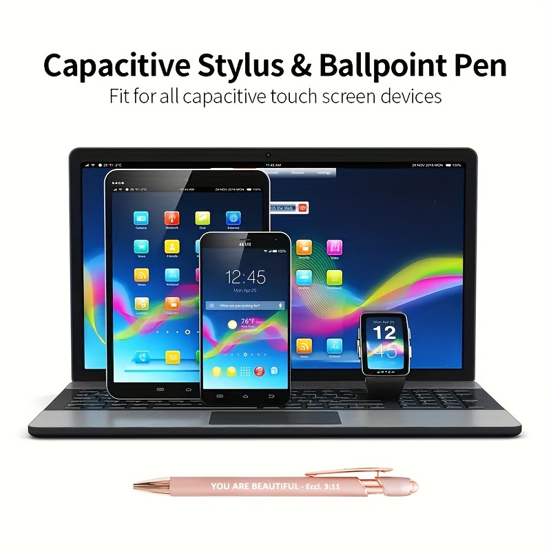 Rose Gold Ballpoint Pens With Stylus Tip: Ideal Gift For - Temu