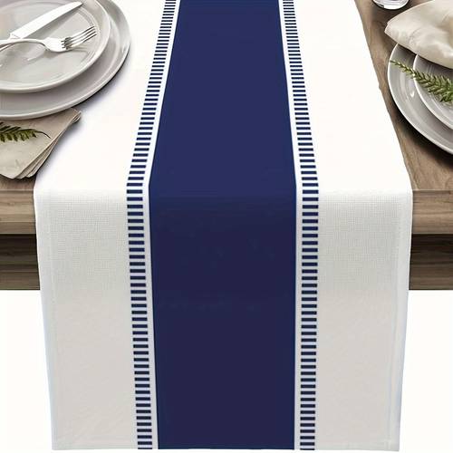 1pc navy blue table runner farmhouse stripes table runner non slip dresser scarves decorative table runner cover for kitchen dining coffee table wedding 13 x 48 inch 13 x 72 inch 13 x 108 inch