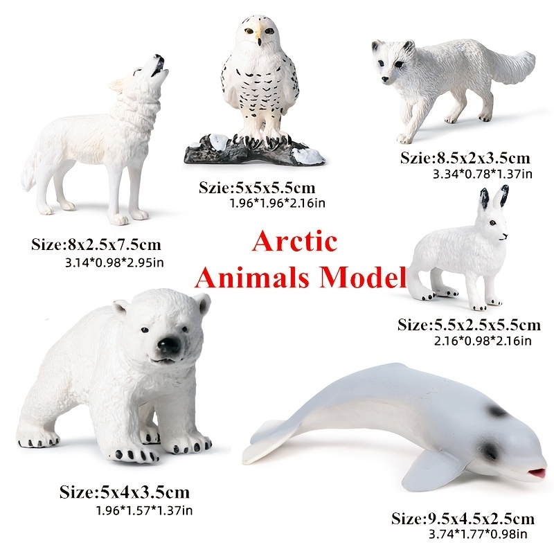 Animales polares realistas Modelo Figuras de juguete Figuras de animales  árticos Oso polar Reno Foca Lobo Conejo Zorro ártico Iglú 10pcs