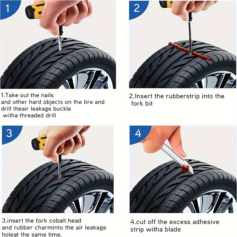 4pcs Kit De Reparación Rápida Para Neumáticos De Coche, Kit De Reparación  De Pinchazos Para Neumáticos Sin Cámara, Motocicletas, Camiones Y Reparación